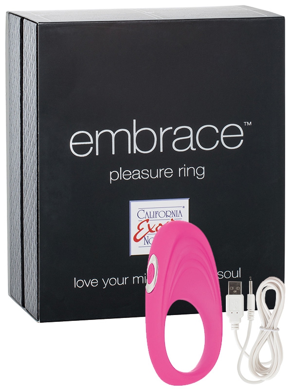 Эрекционное кольцо Embrace Pleasure Ring перезаряжаемое – розовое