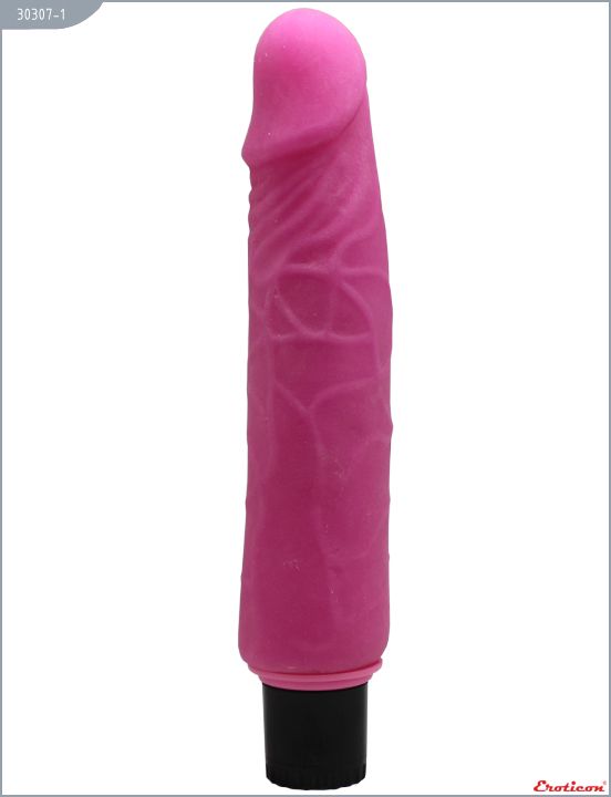 Розовый вибратор-реалистик из ультраскин - 20 см.