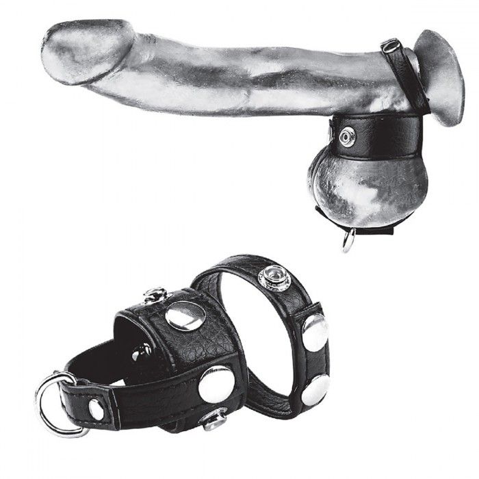      Cock Ring With 1  Ball Stretcher And Optional Weight Ring