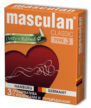   Masculan Classic Dotty+Ribbed     - 3 .