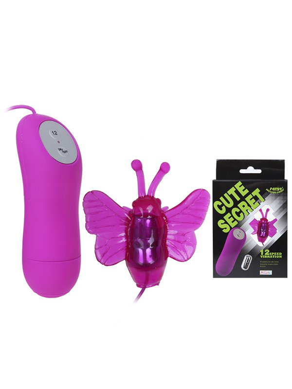 Вибростимулятор Cute Secret с насадкой «Бабочка» и проводным пультом управления – розовый