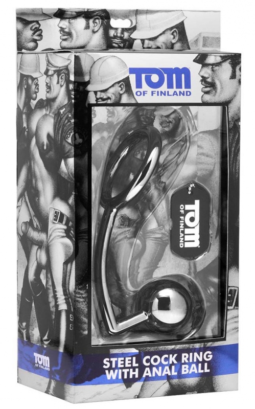      Tom of Finland Stainless Steel Cock Ring with Anal Ball  