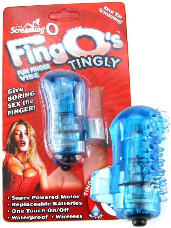 Вибростимулятор на палец Screaming O - Fing O с щетинками – синий