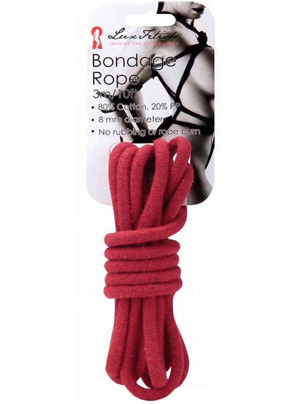 Хлопковая веревка для связывания Bondage Rope – красный, 3 м