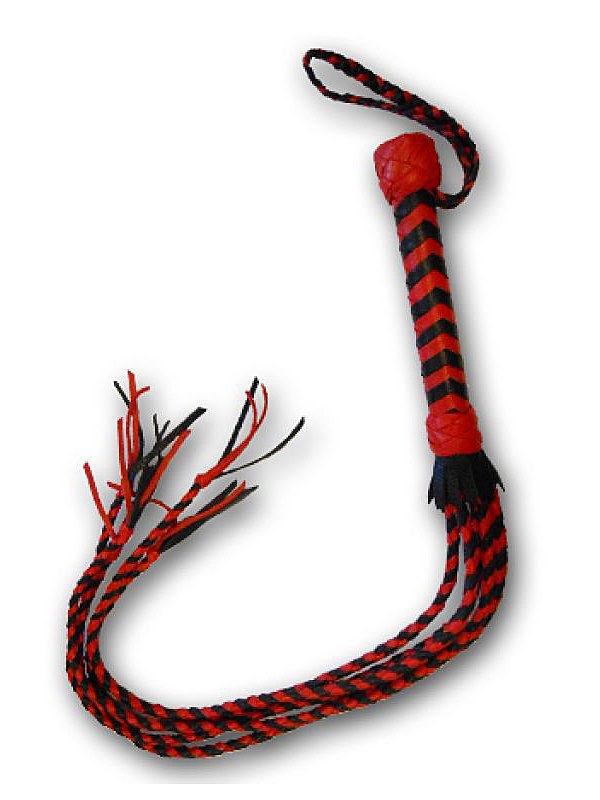 Многохвостая плеть Sitabella плетеная – черный с красным