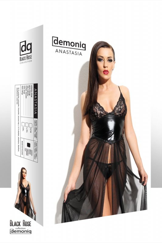 Длинное платье Demoniq Anastasia и трусики - черный, S/M