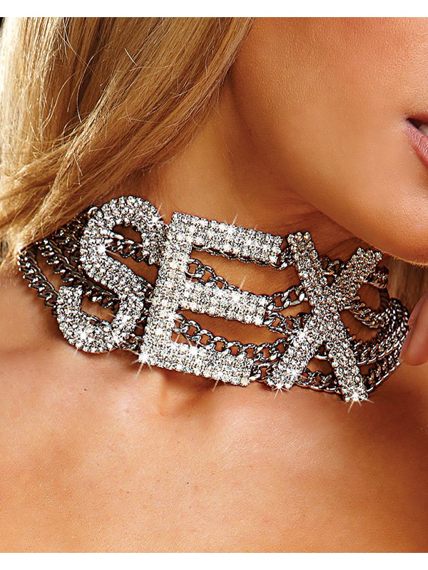 Широкое ожерелье Ann Devine - Sex Rhinestone Choker с кристаллами – серебристый