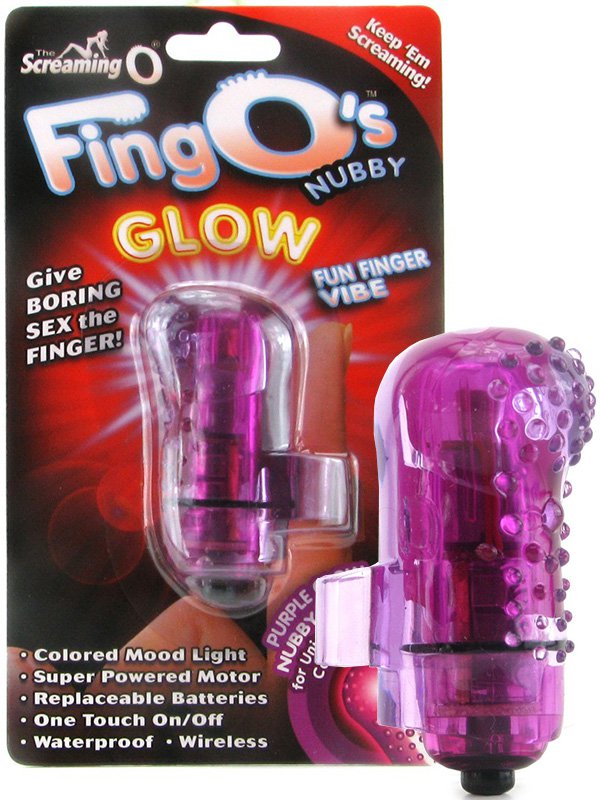 Светящийся вибростимулятор на палец Screaming O - Fing O Glow с пупырышками – фиолетовый