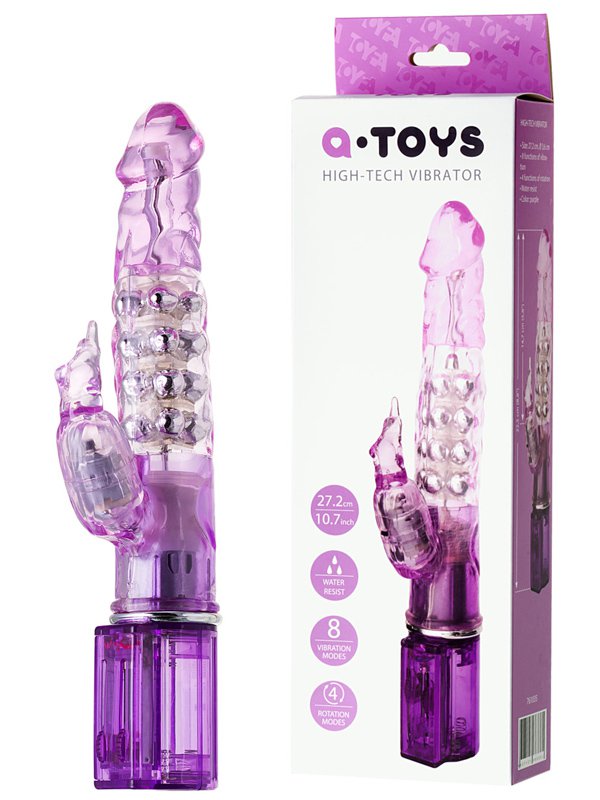 Вибратор с ротацией и клиторальным стимулятором кротиком TOYFA A-Toys – фиолетовый