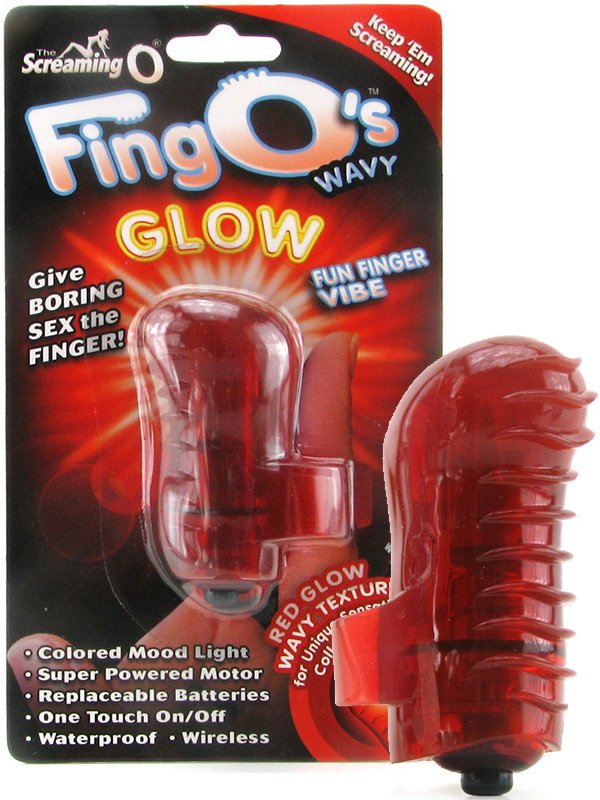 Светящийся вибростимулятор на палец Screaming O - Fing O Glow с волнами – красный
