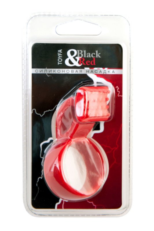 Насадка на пенис с клиторальным стимулятором-щёточкой TOYFA Black&Red – красный