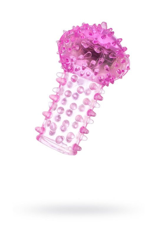 Рельефная насадка на палец TOYFA с вибрацией - розовый