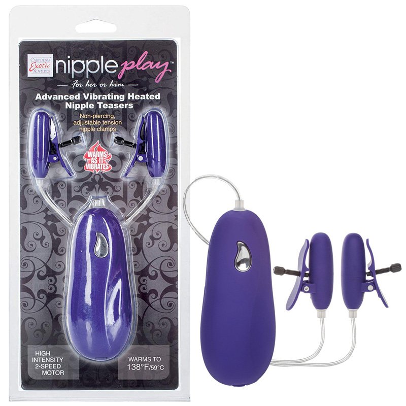 Продвинутые виброзажимы на соски Advanced Heated Nipple Teasers с подогревом – фиолетовый