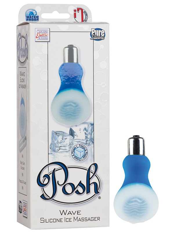 Мини-вибратор с охлаждающим эффектом Posh Silicone Ice Massager Wave – синий