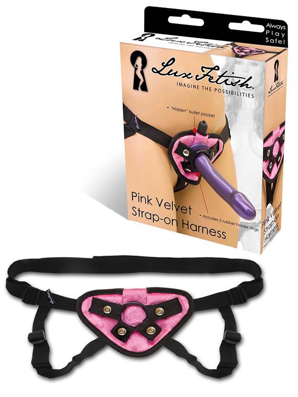    Pink Velvet Strap-on Harness    