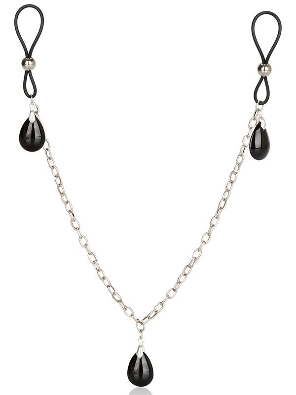Зажимы на соски Chain Jewelry - Onyx на цепочке с подвесками –  черный