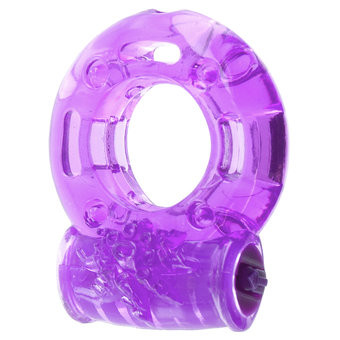 Эрекционное кольцо LoveToy Beaded с вибрацией, фиолетовое