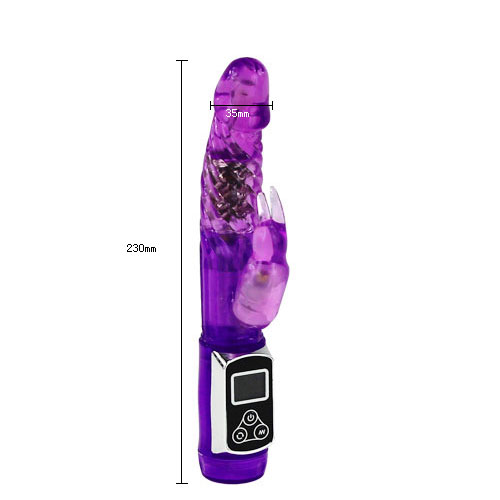 Фиолетовый вибратор India Cowherd с ротацией и клиторальной стимуляцией - 21,5 см.