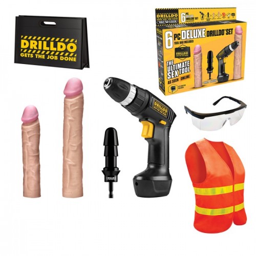 Секс набор Drilldo Deluxe с двумя членами 7 предметов
